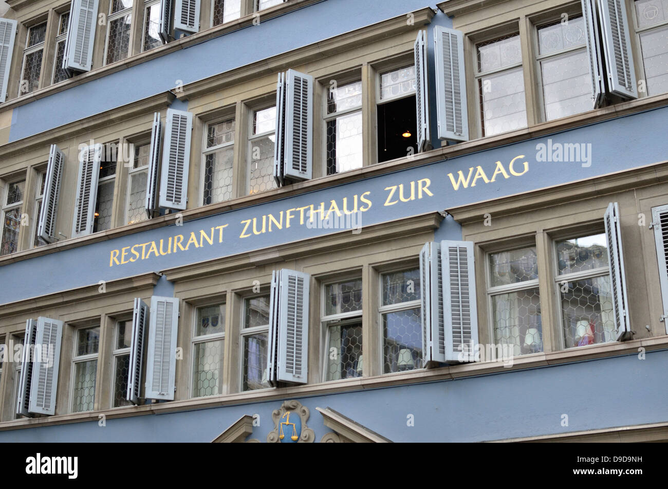 Restaurant Zunfthaus zur Waag, Münsterhof, Zurich, Switzerland. Stock Photo