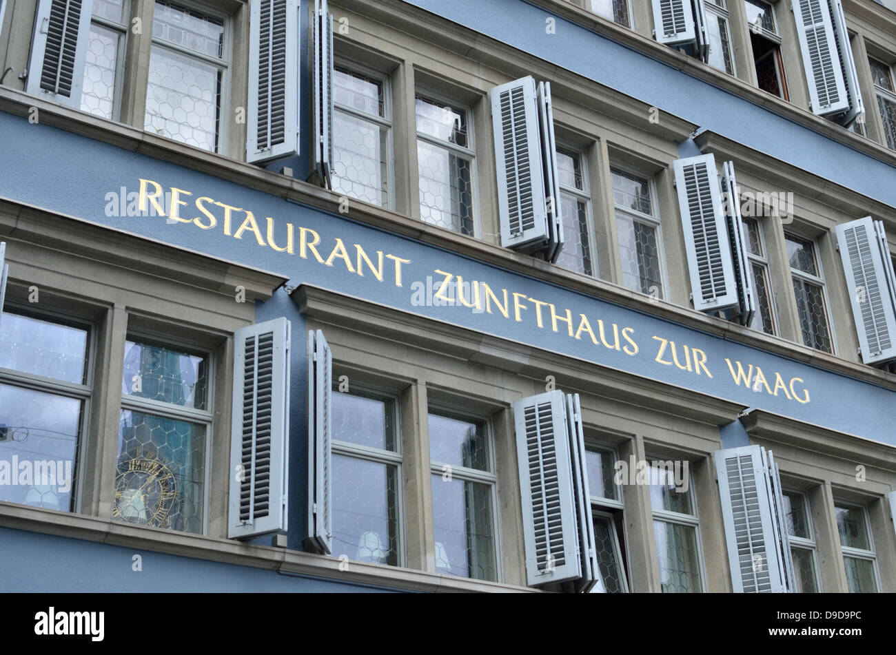 Restaurant Zunfthaus zur Waag, Münsterhof, Zurich, Switzerland. Stock Photo
