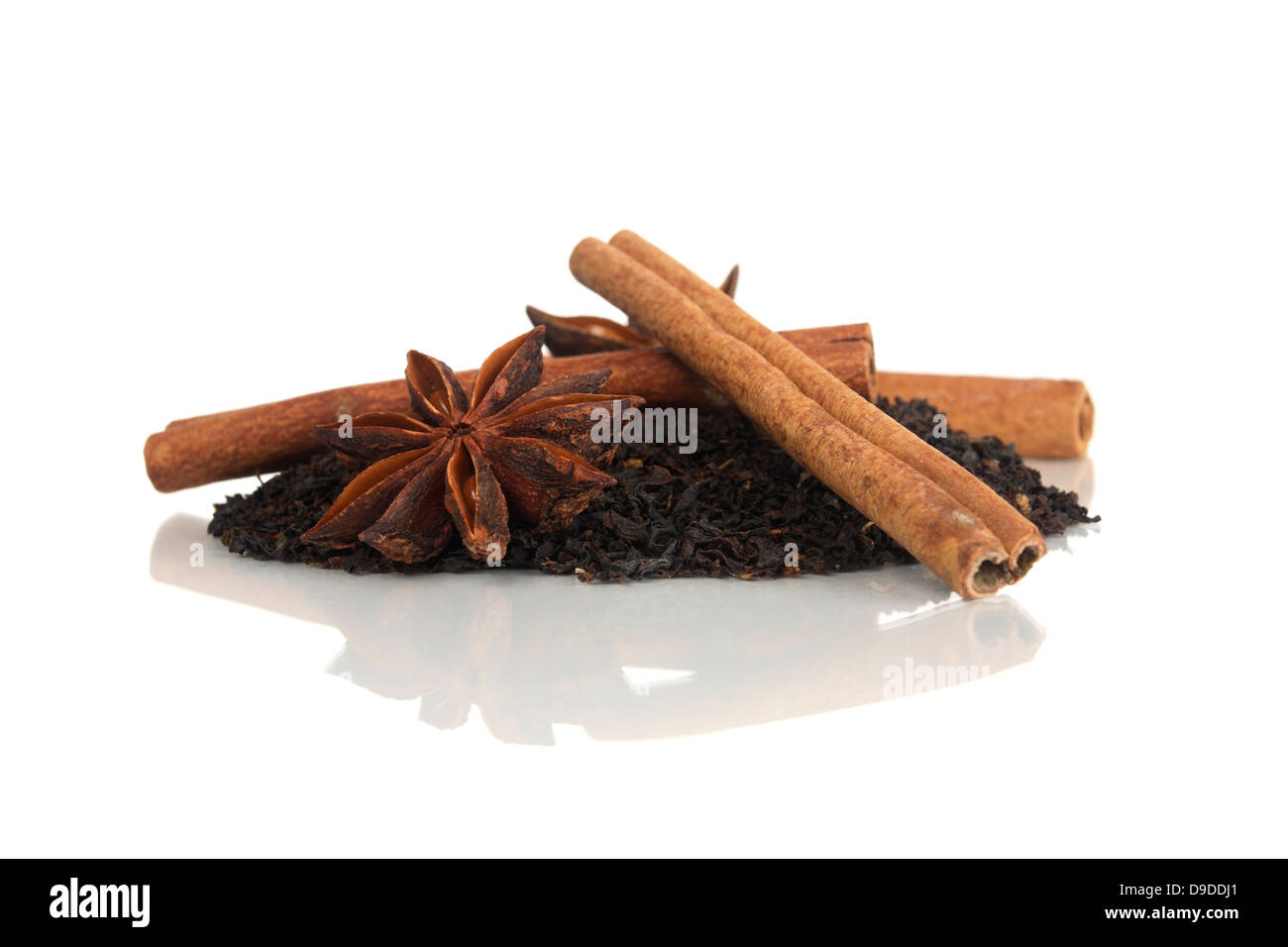Spice tea with cinnamon sticks and aniseed stars Stock Photo