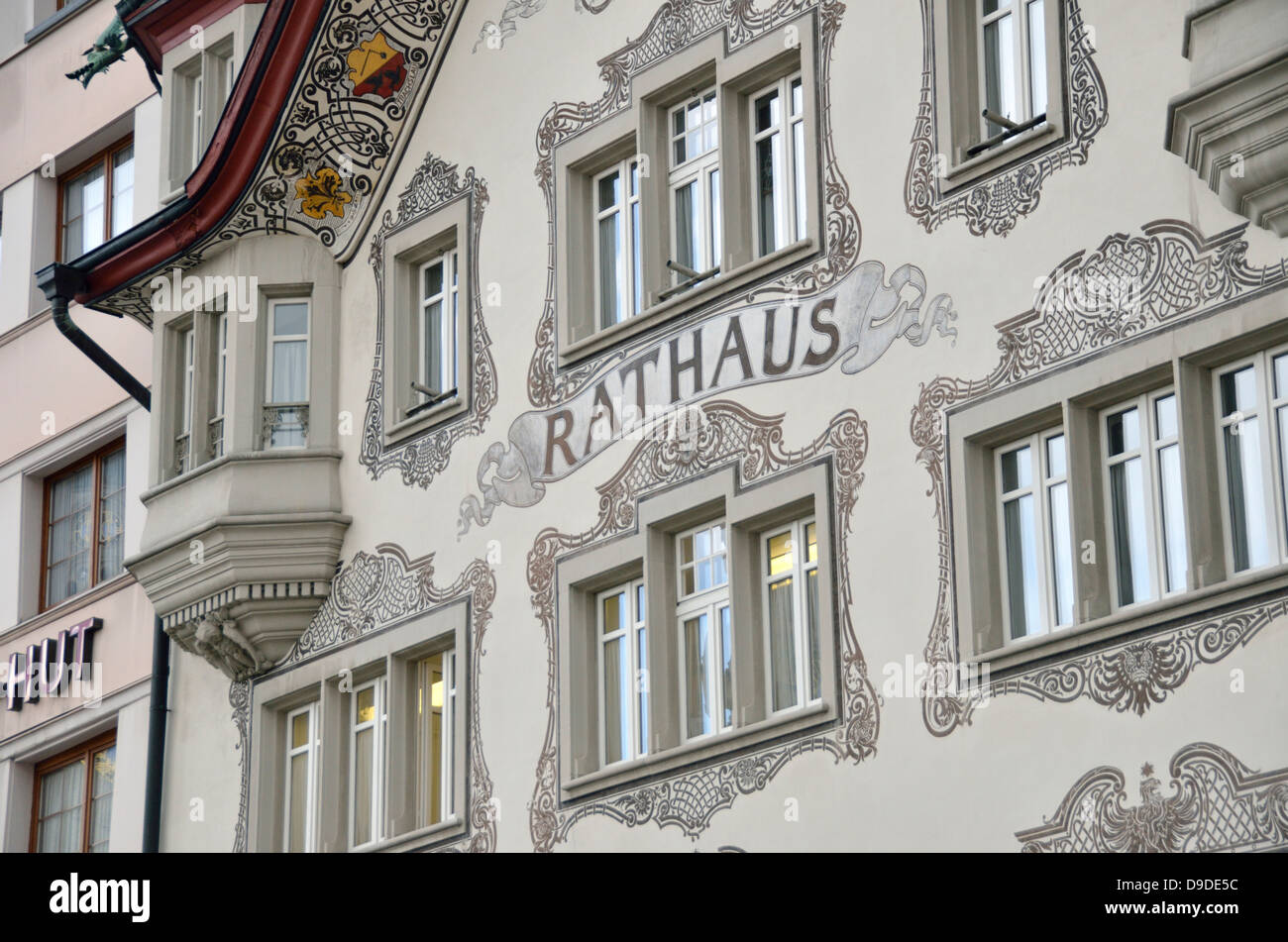 Rathaus (town hall), Einsiedeln, Schwyz, Switzerland. Stock Photo