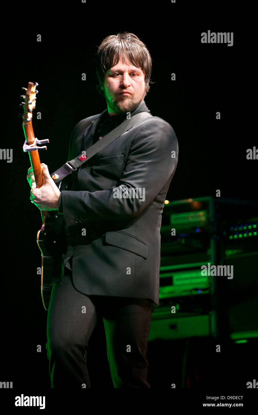 Guitarist Mark Potter, of 'Elbow' performing live at the O2 Arena