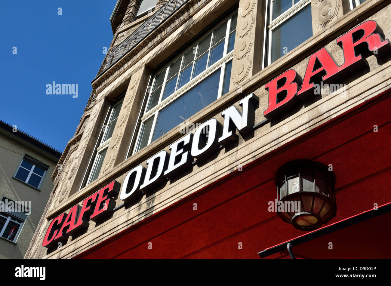 Cafe Bar Odeon in Limmatquai, Zurich, Switzerland. Stock Photo