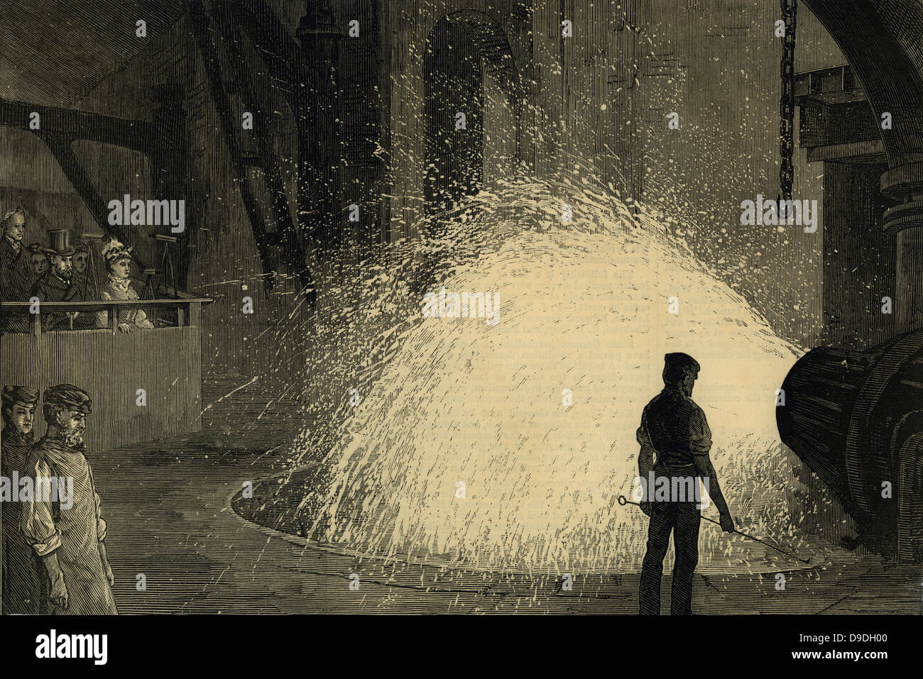 Prince and Princess of Wales watching the Bessemer process at an iron