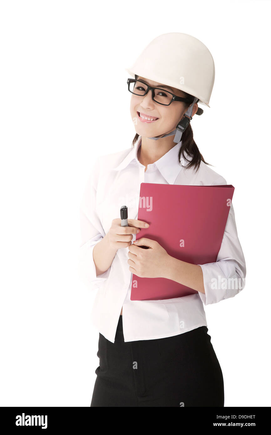 Business woman wearing a safety helmet Stock Photo - Alamy