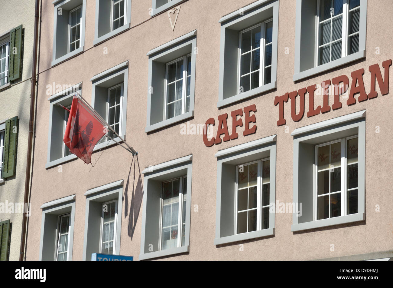 Cafe Tulipan, Einsiedeln, Schwyz, Switzerland. Stock Photo