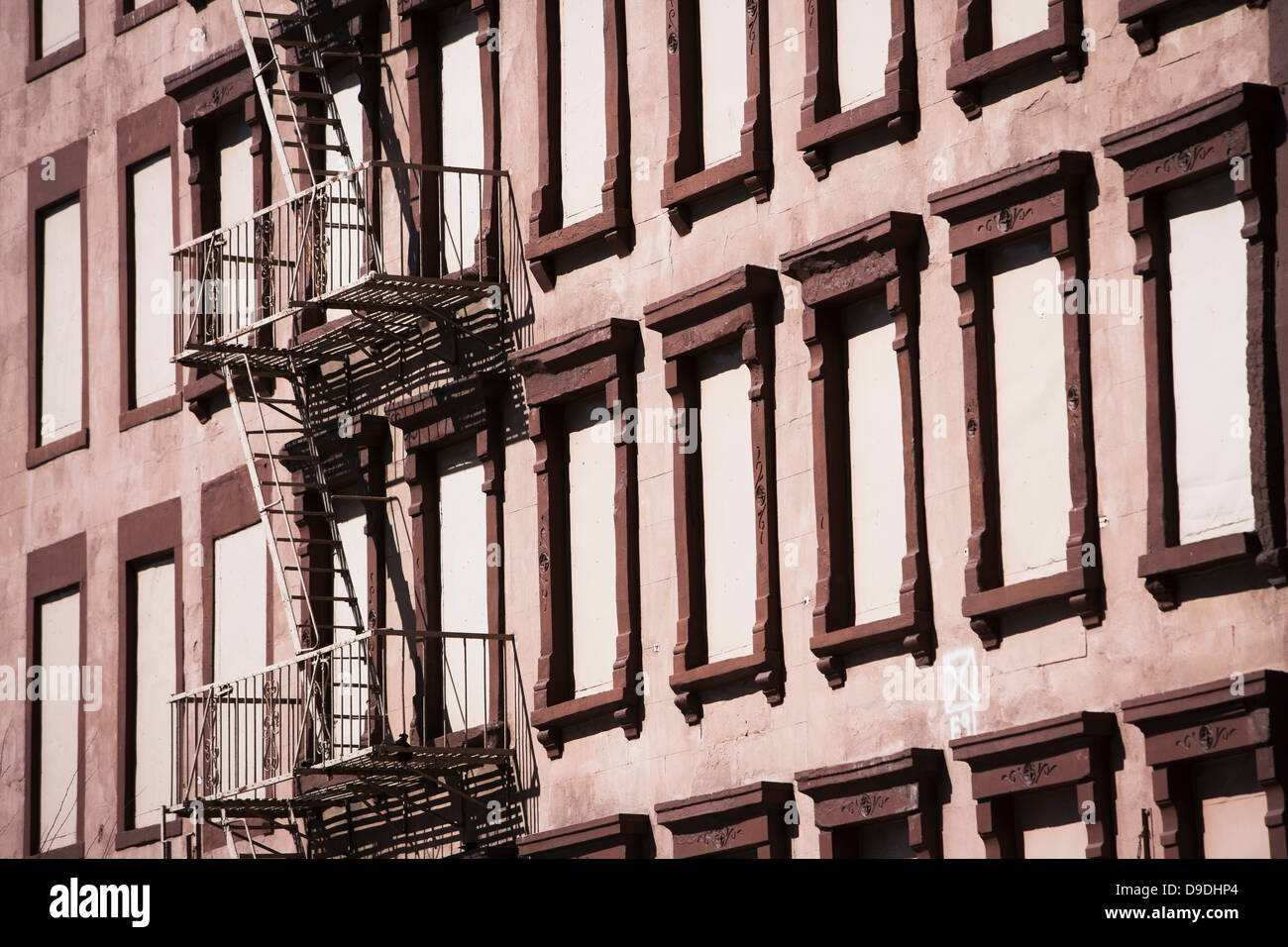 Fire escape on brown building Stock Photo