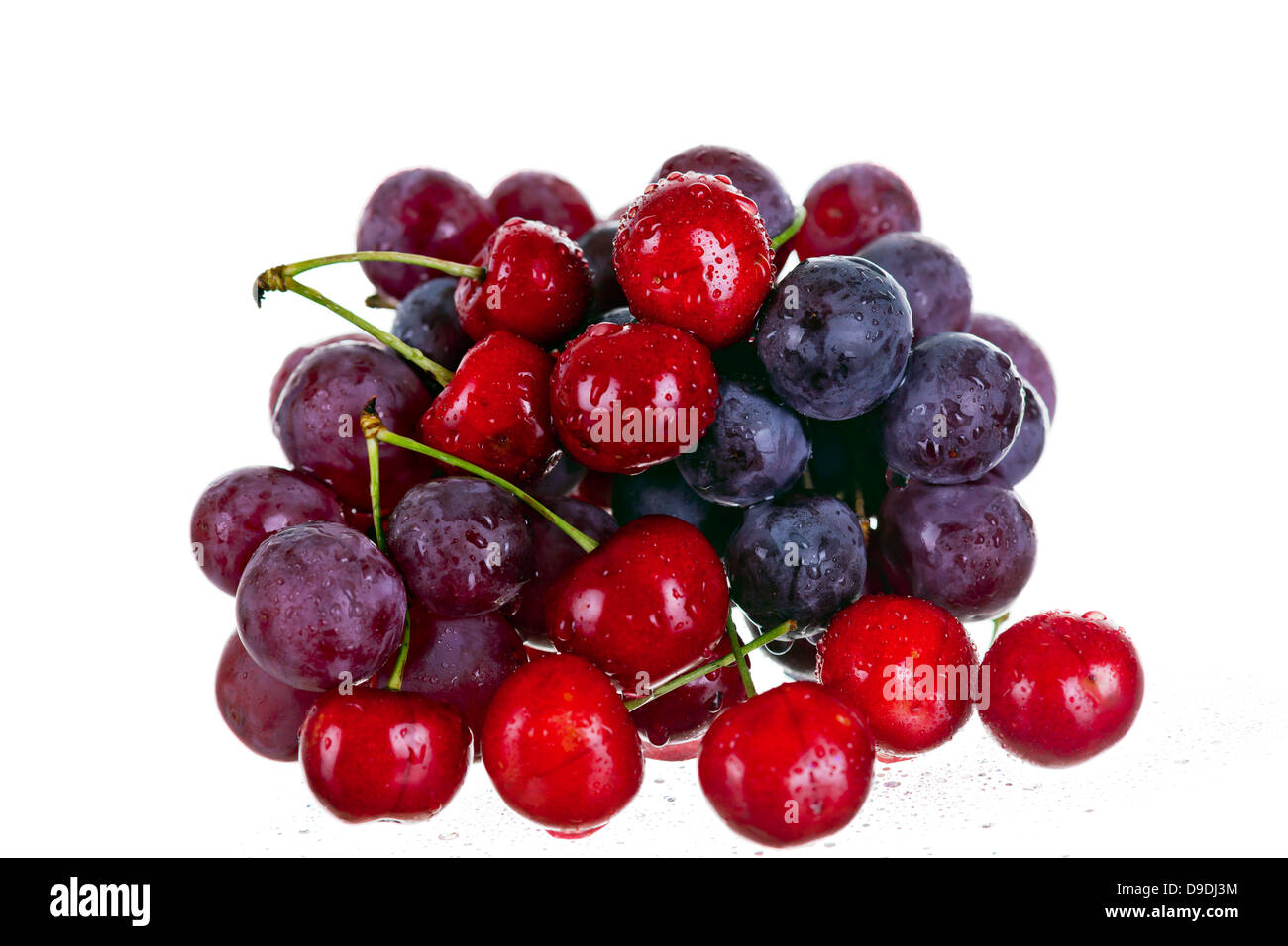 cherries and grape isolated on white background studio shot Stock Photo ...