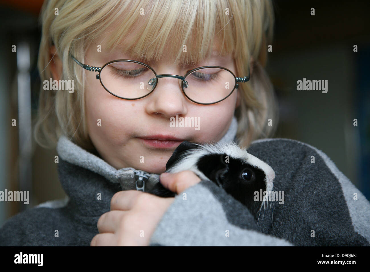 Boy with Guinea Pig Stock Photo