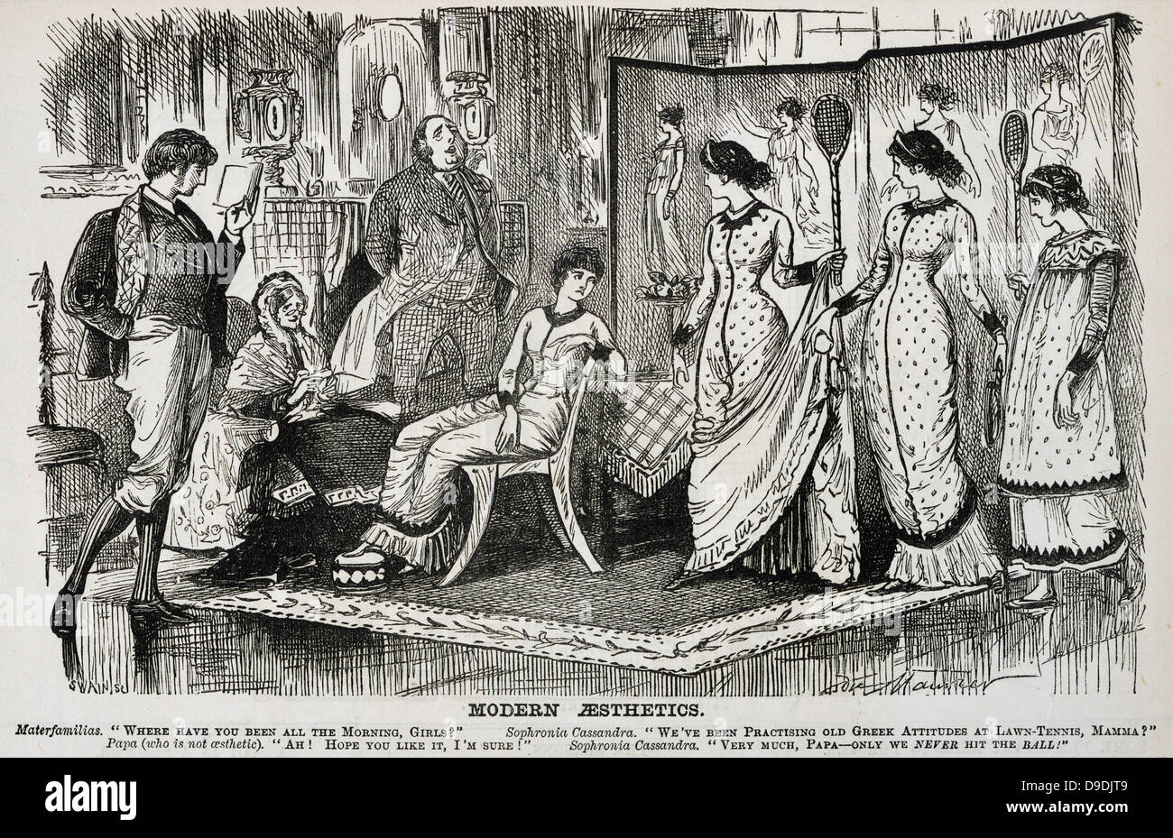 George du Maurier cartoon on the fashionable Aesthetic Movement in the  decorative arts. From ''Punch'', ondon, 18878 Stock Photo - Alamy