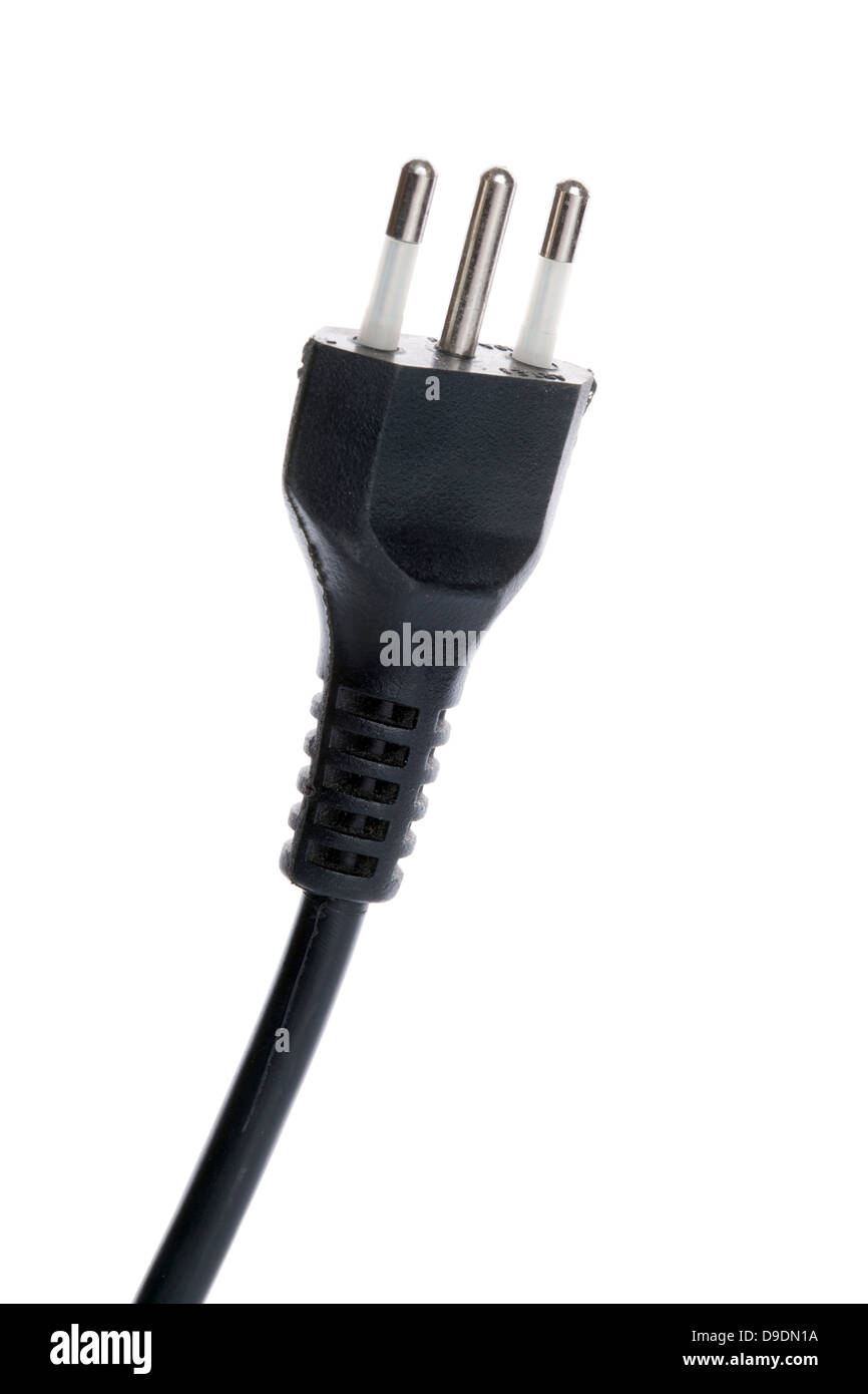 Black electric cable isolated on white Stock Photo
