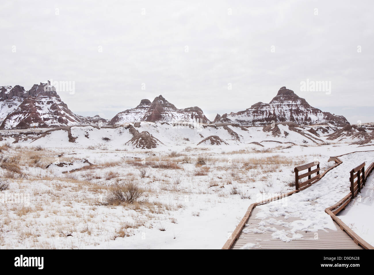 Snow covered mountains in Badlands National Park, South Dakota, USA