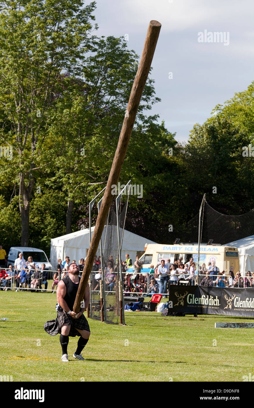 Tossing The Caber At The Aberdeen Highland Games, June 16th 2013 Stock 