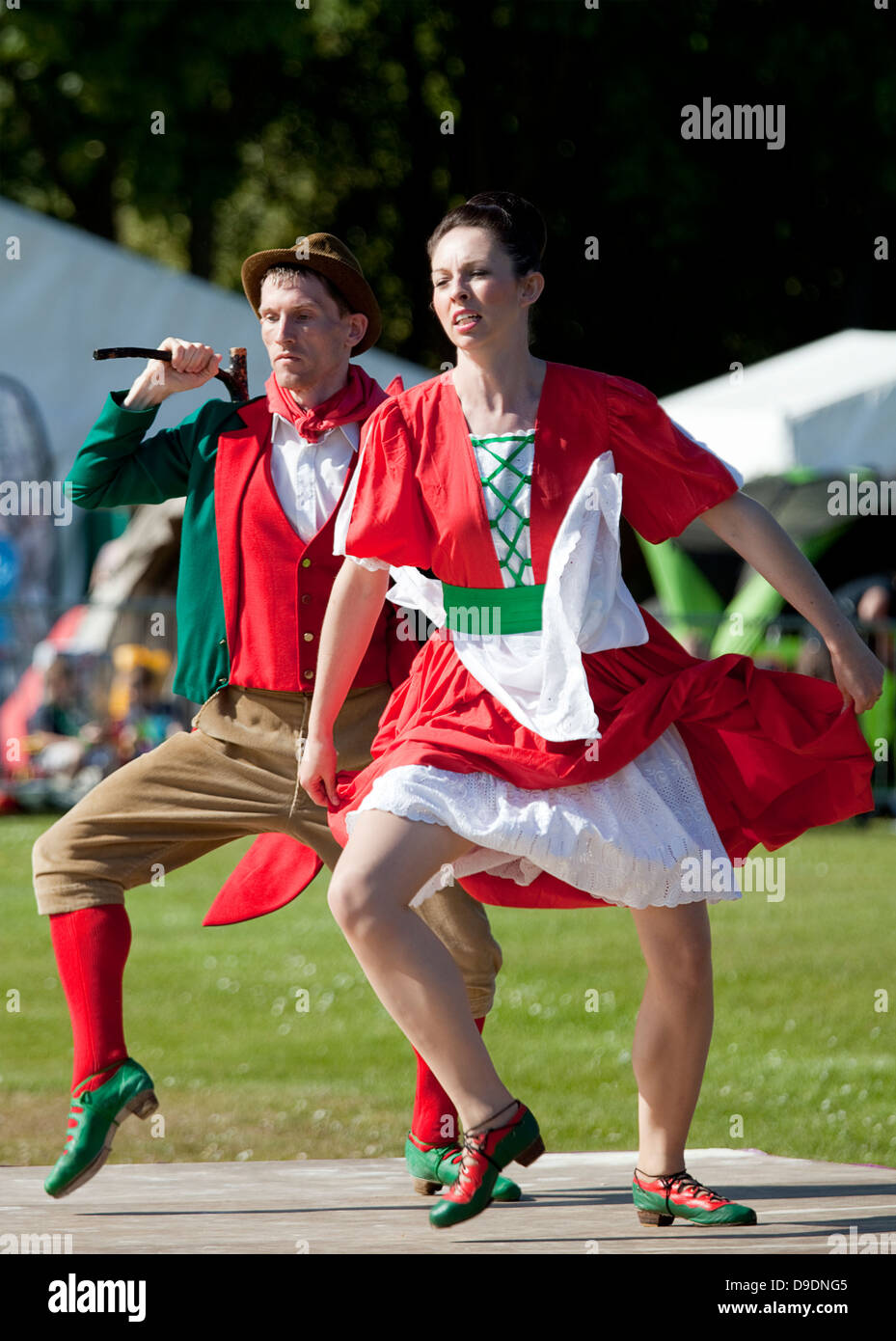 Dancers performing the Irish Jig at the Highland Games in Aberdeen, June 16th 2013. Stock Photo