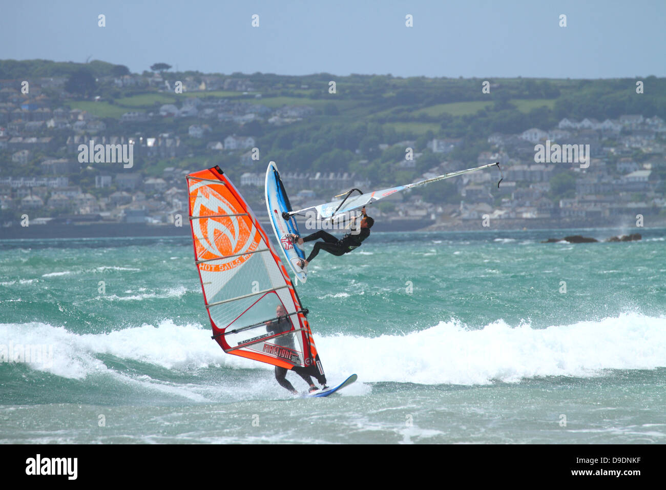 Windsurfing Mount's Bay, Penzance, Cornwall, England, UK Stock Photo