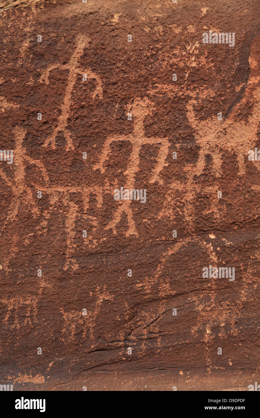 USA, Arizona, Holbrook, Petrified Forest National Park, Ancient Petroglyphs Stock Photo