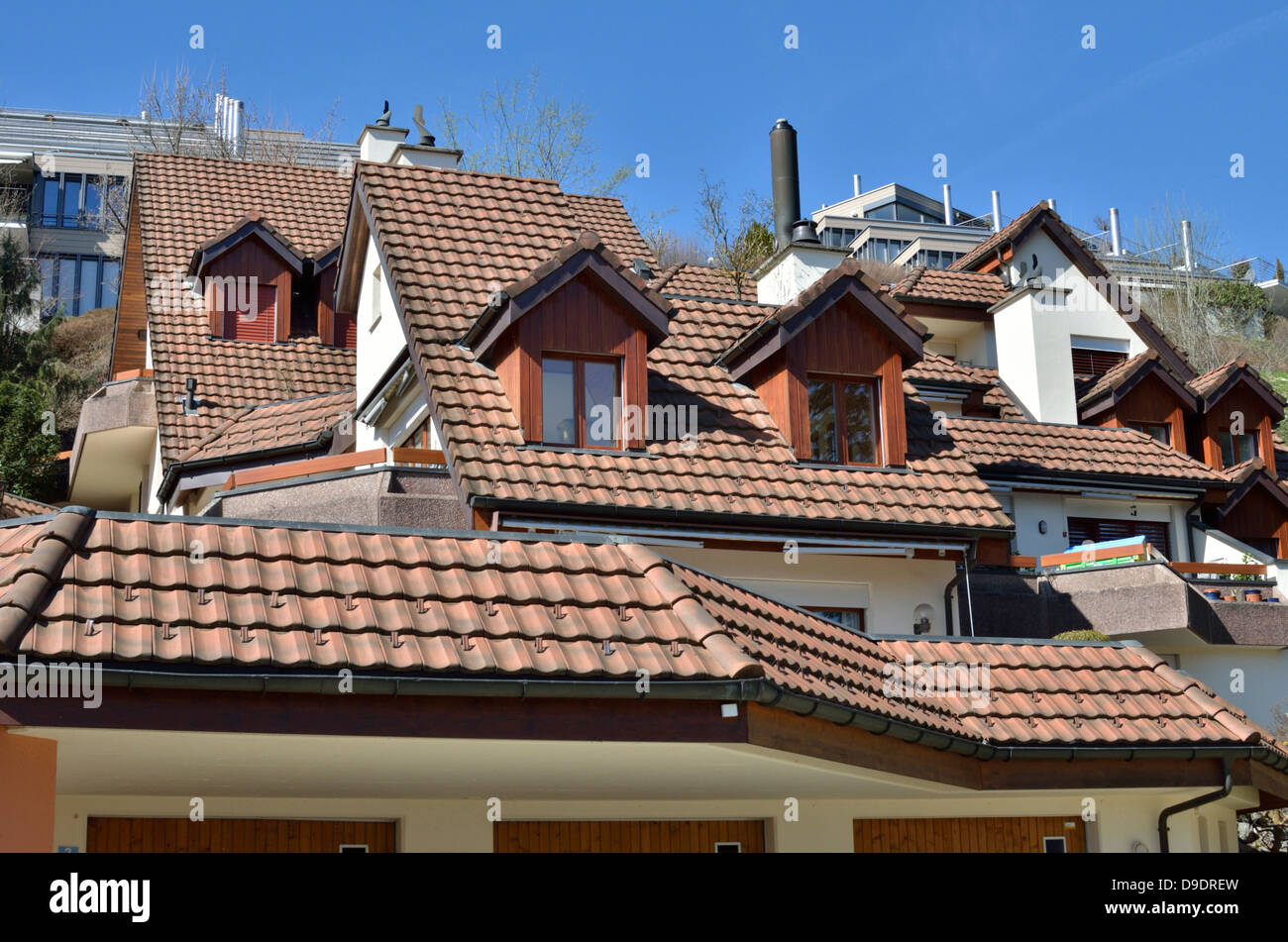 Modern Swiss housing on a hillside, Richterswil, Zurich, Switzerland Stock Photo Alamy