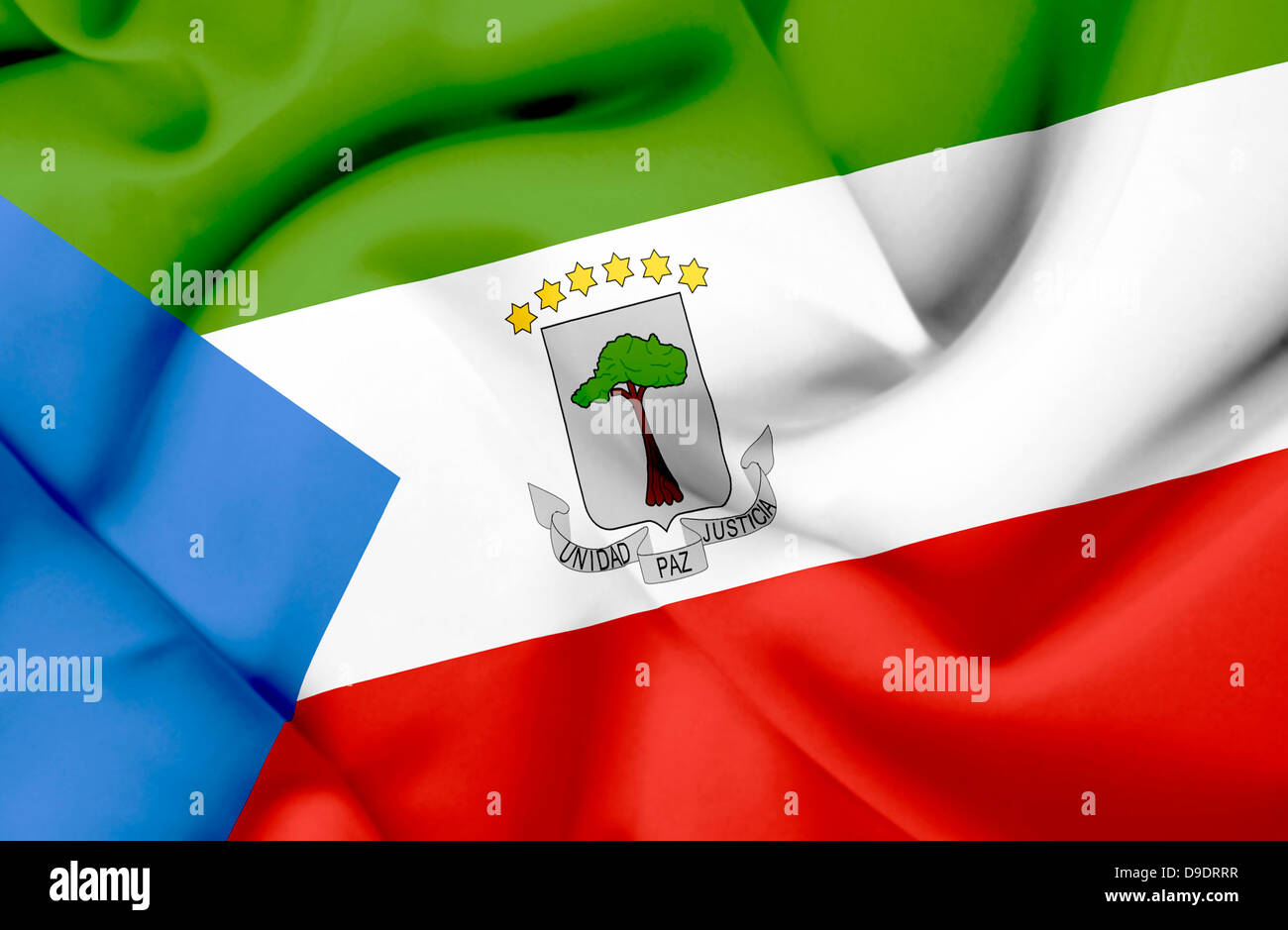 Equatorial Guinea waving flag Stock Photo