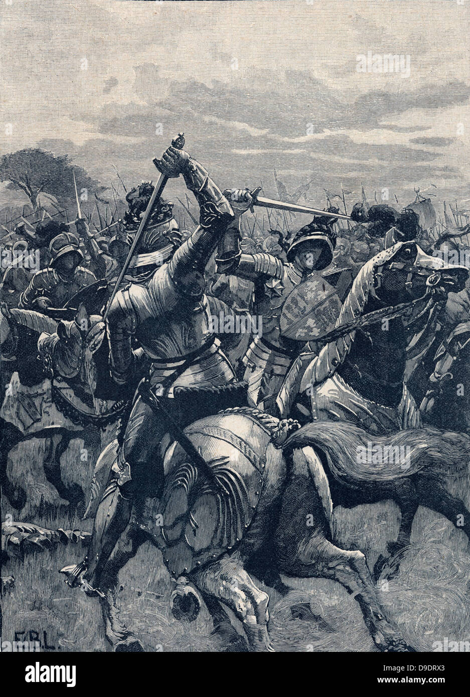 War of the Roses. Battle of Bosworth Field, 22 August 1485. Stock Photo