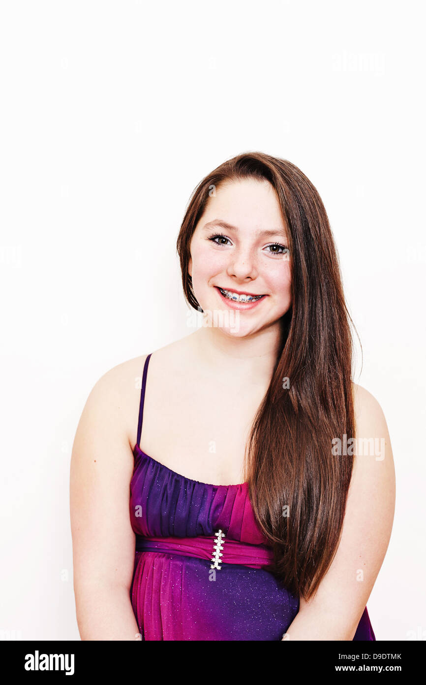 Teenage girl wearing a dress Stock Photo - Alamy