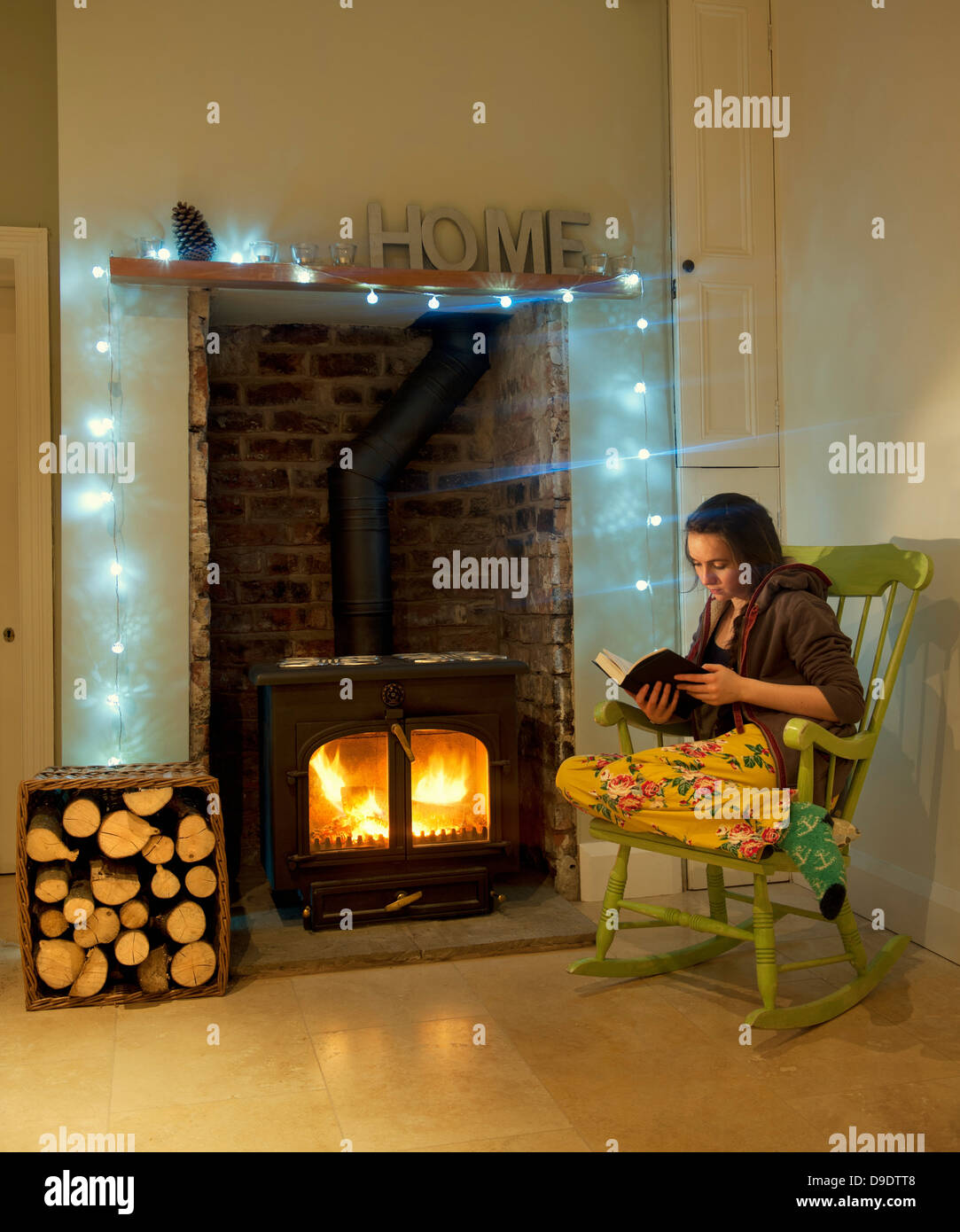 Teenage girl relaxing at home Stock Photo