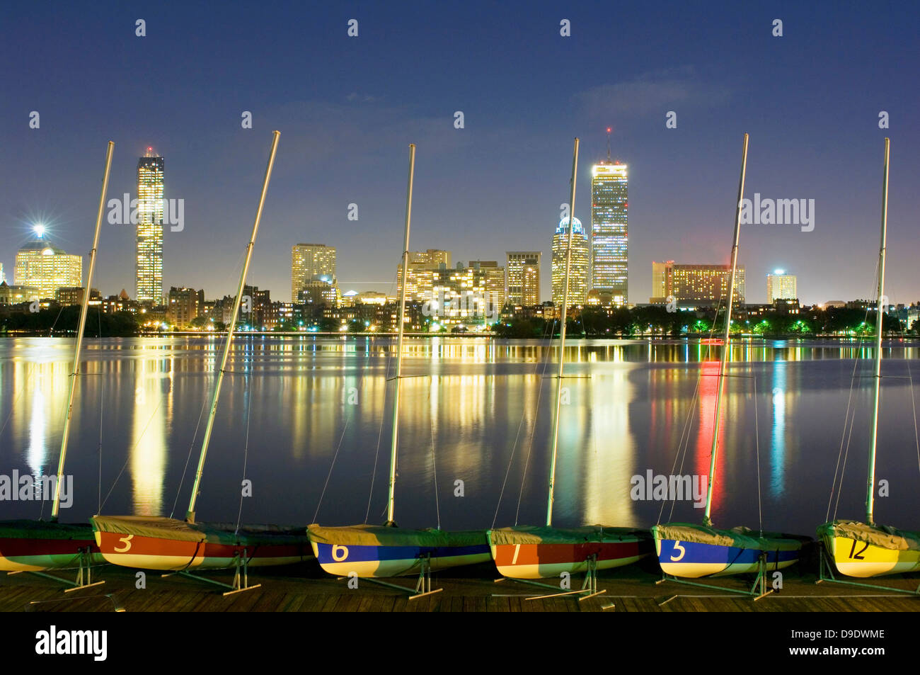 Boats and Boston skyline, USA Stock Photo