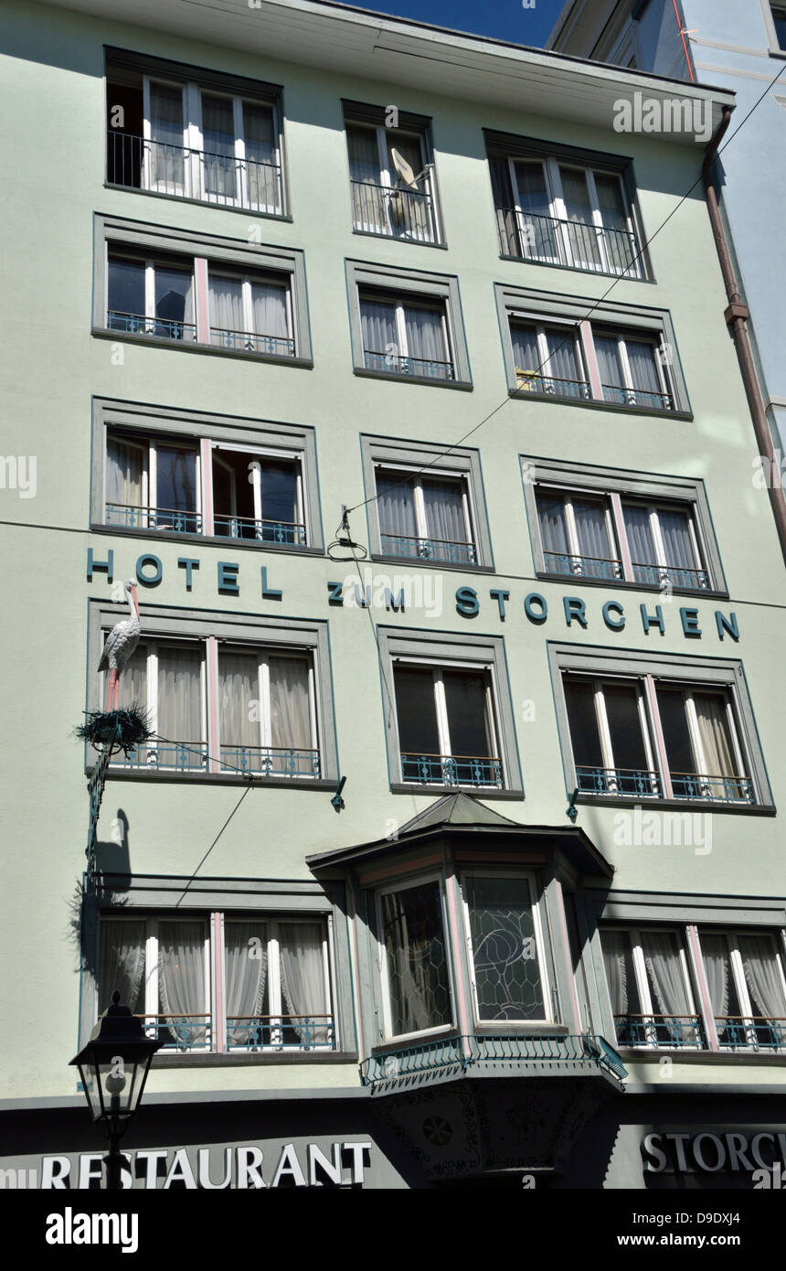 Hotel zum Storchen, Einsiedeln, Schwyz, Switzerland. Stock Photo
