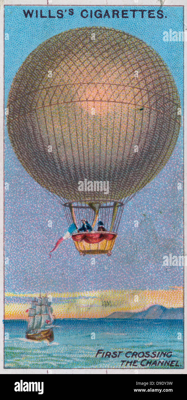 Aviation, 1910:  First balloon crossing of English Channel, 1785. Stock Photo