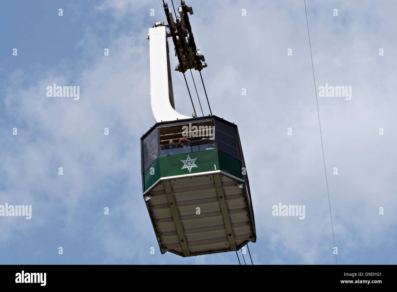 Aerial Tram enclosed car in Gatlinburg Tennessee Stock Photo