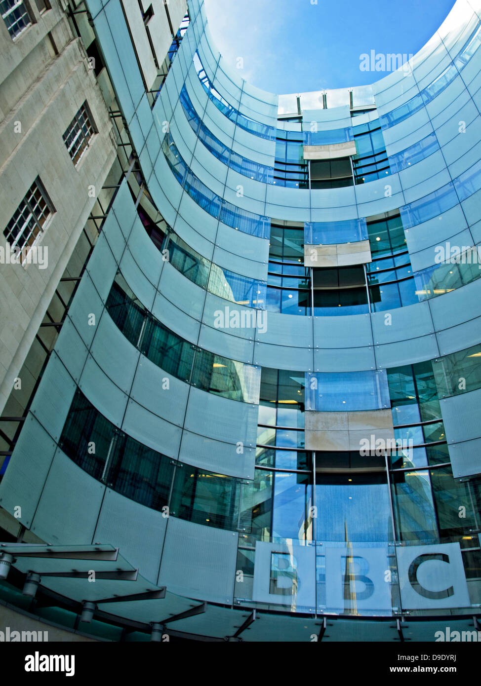 Facade of the new BBC Broadcasting House East Wing, Langham Place, City ...