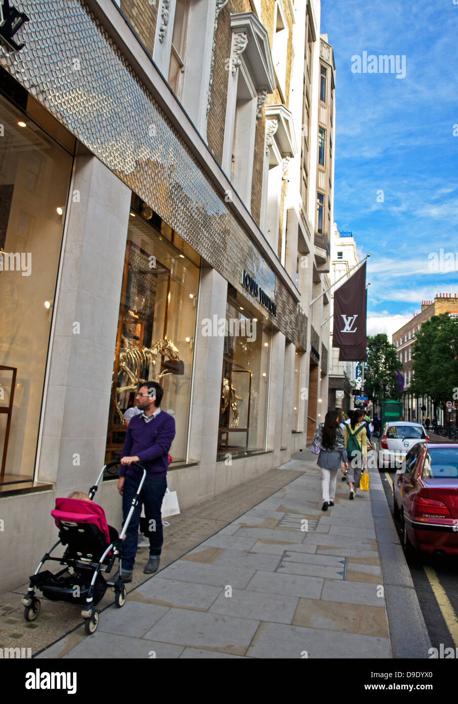 View of Bond Street, an upmarket shopping street in London’s West End that runs north-south between Oxford Street and Piccadilly Stock Photo