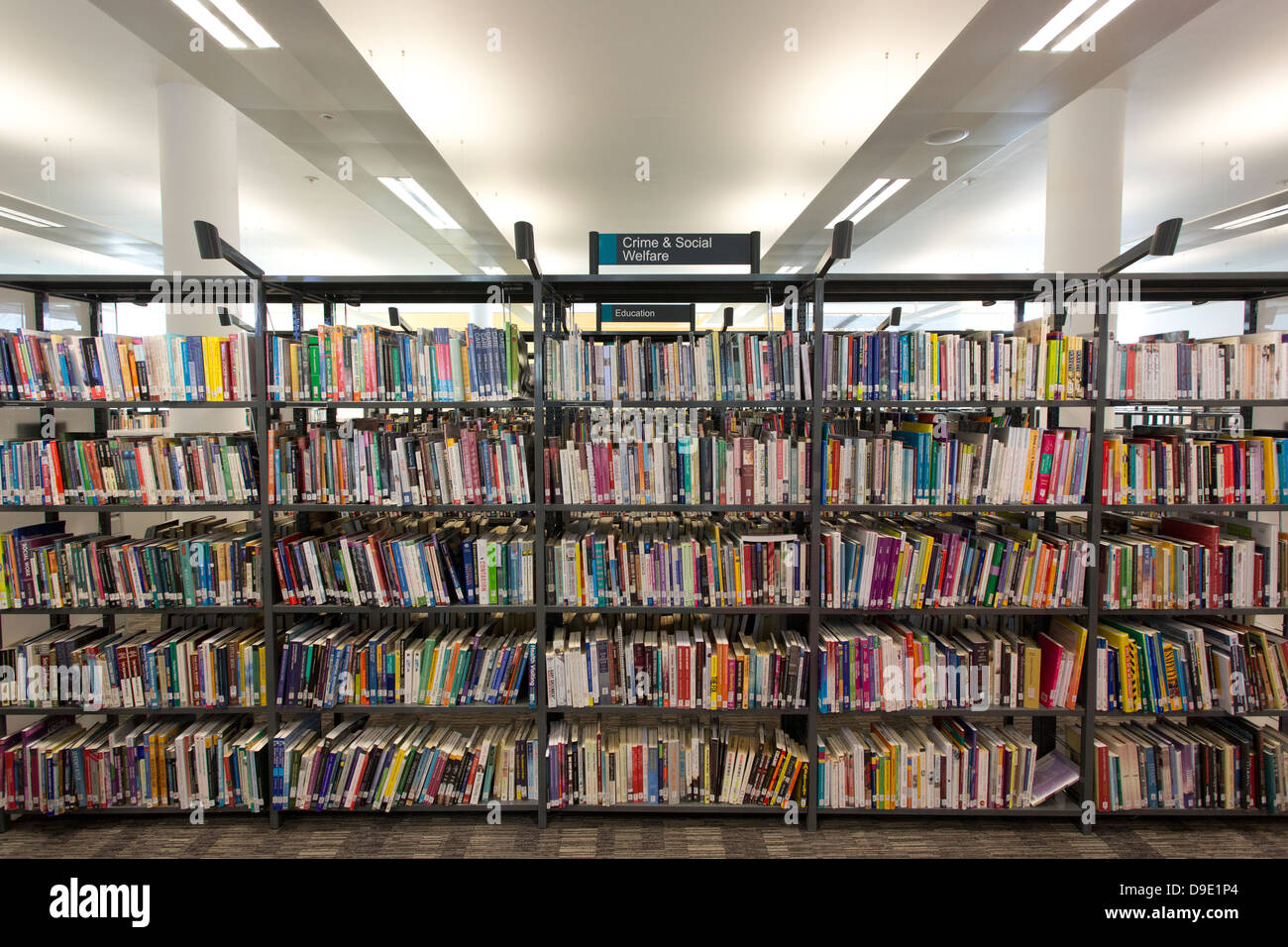 Rack of books in a library Stock Photo