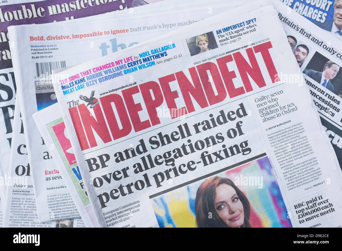 THE INDEPENDENT UK press newspaper front page headlines Stock Photo