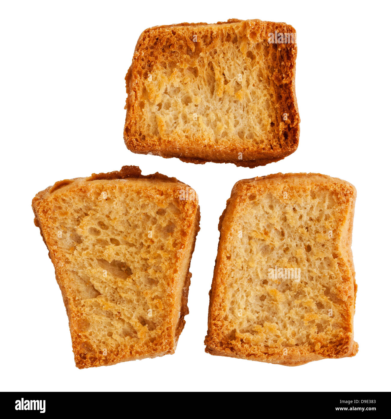 A home made selection of Rusks on a white background Stock Photo
