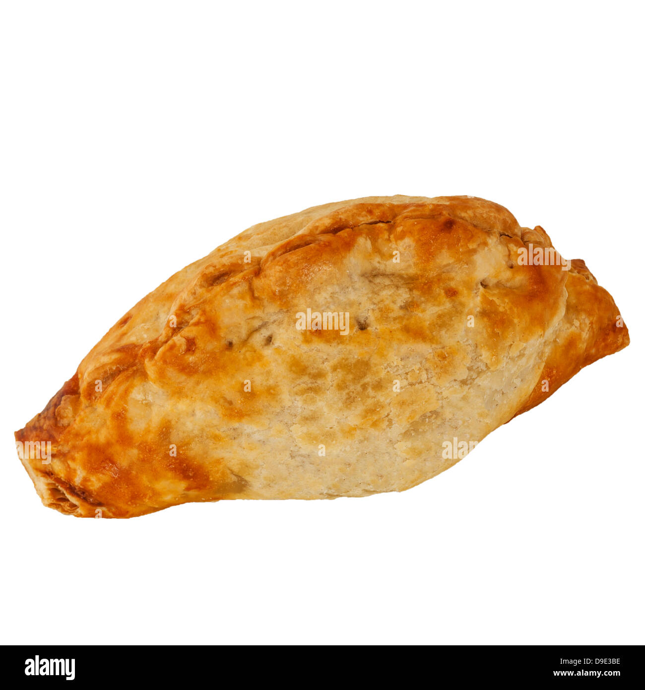 A home made Cornish Pasty on a white background Stock Photo