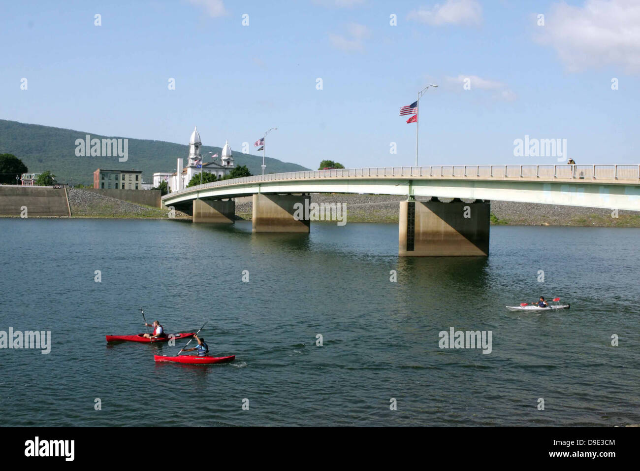 RED KAYAKS ON WEST BRANCH SUSQUEHANNA RIVER, LOCK HAVEN, CLINTON COUNTY