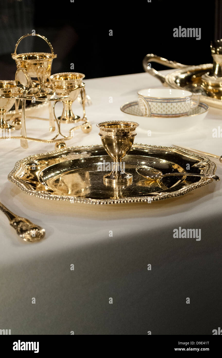 Table laid out for breakfast, Kew Palace, Kew Royal Botanic Gardens, London, UK Stock Photo