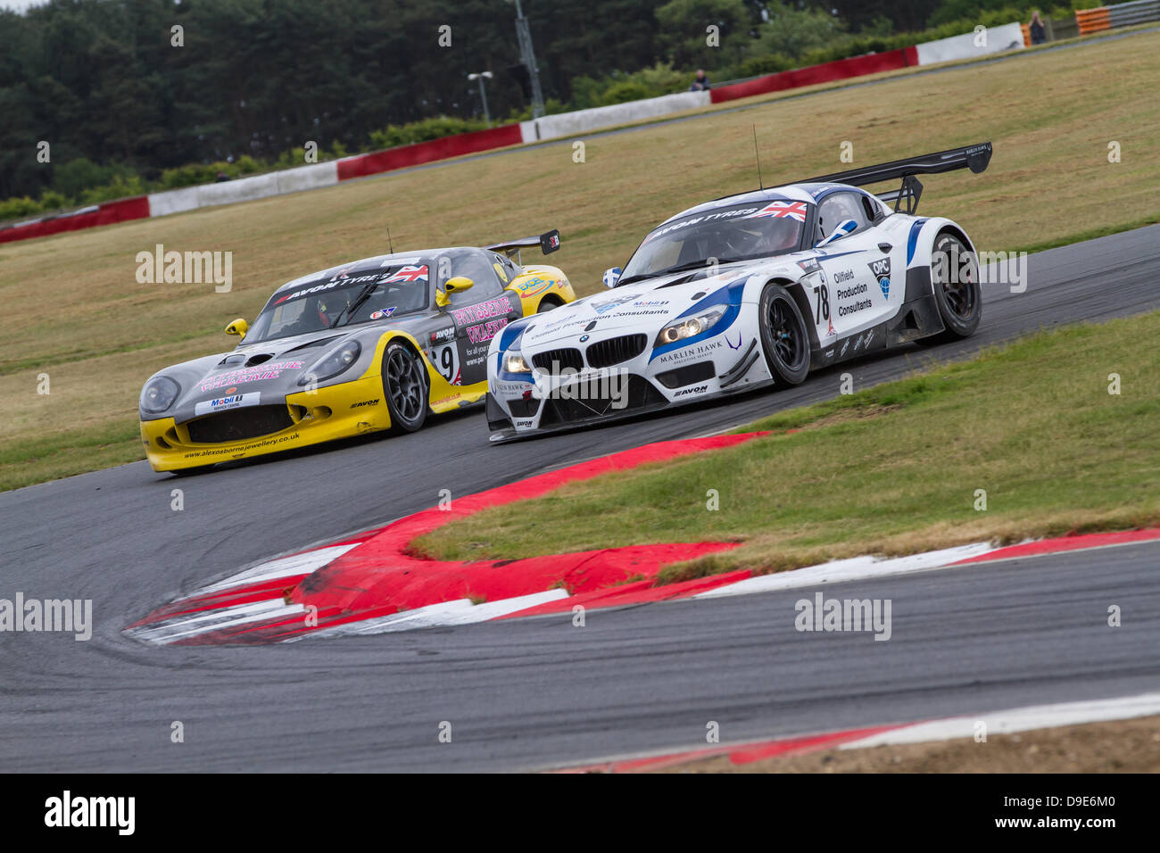 no 78 Barwell motorsport BMW lapping Ginetta g50 during race two at British GT Snetterton Stock Photo
