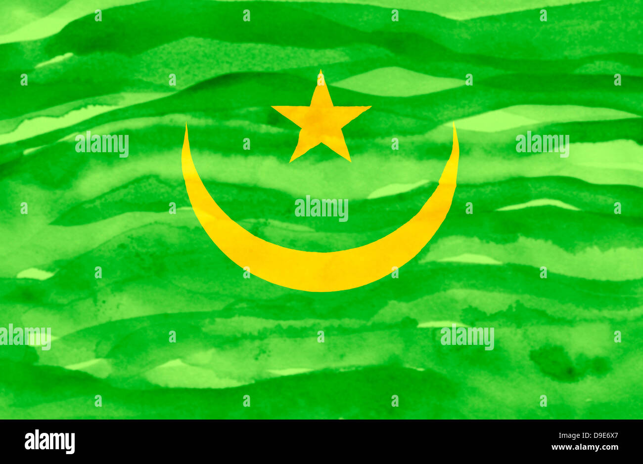 Painted flag of Mauritania Stock Photo - Alamy