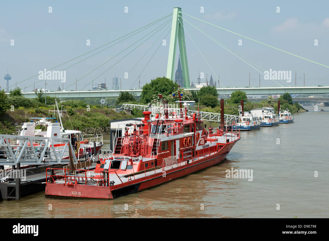 Fire and police boat station Cologne Germany Stock Photo Alamy