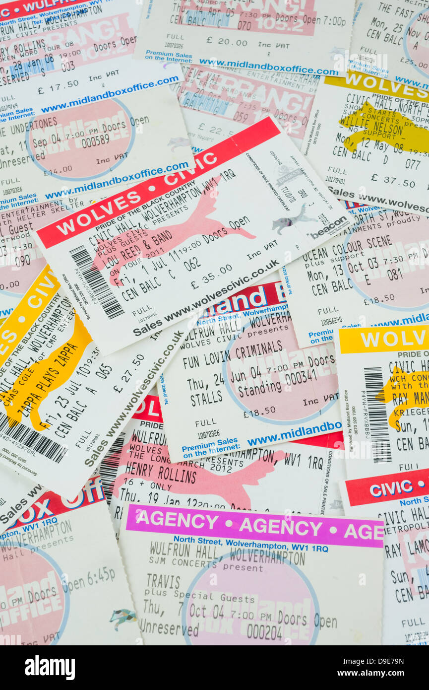 Tickets to shows at the Wolverhampton Civic and Wulfrun Halls, Wolverhampton, England. Stock Photo