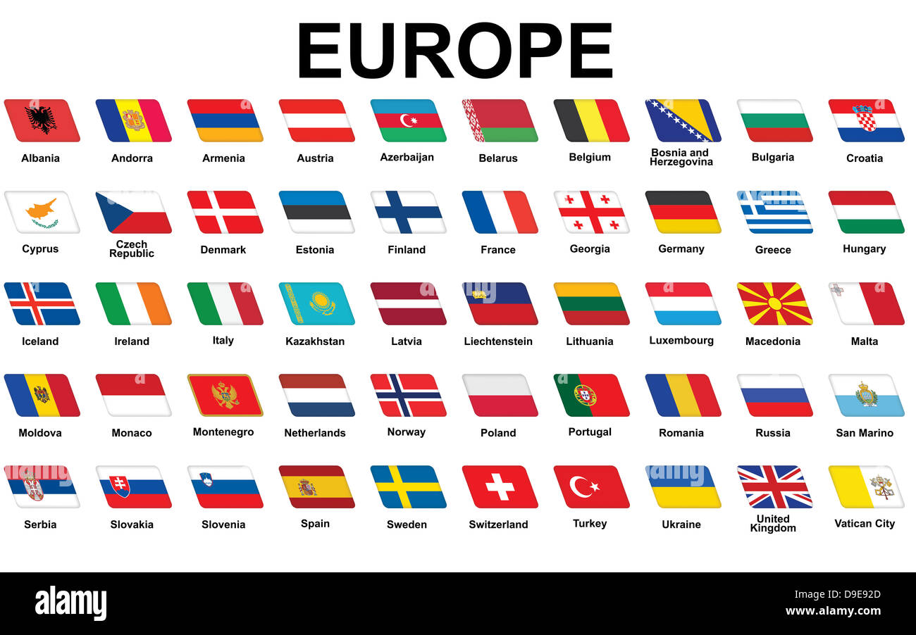 set of icons with European flags Stock Photo