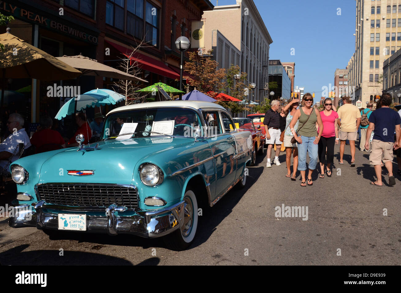 1955 Chevrolet Bel-Air at the Rolling Sculpture car show July 13, 2012 in Ann Arbor, Michigan Stock Photo