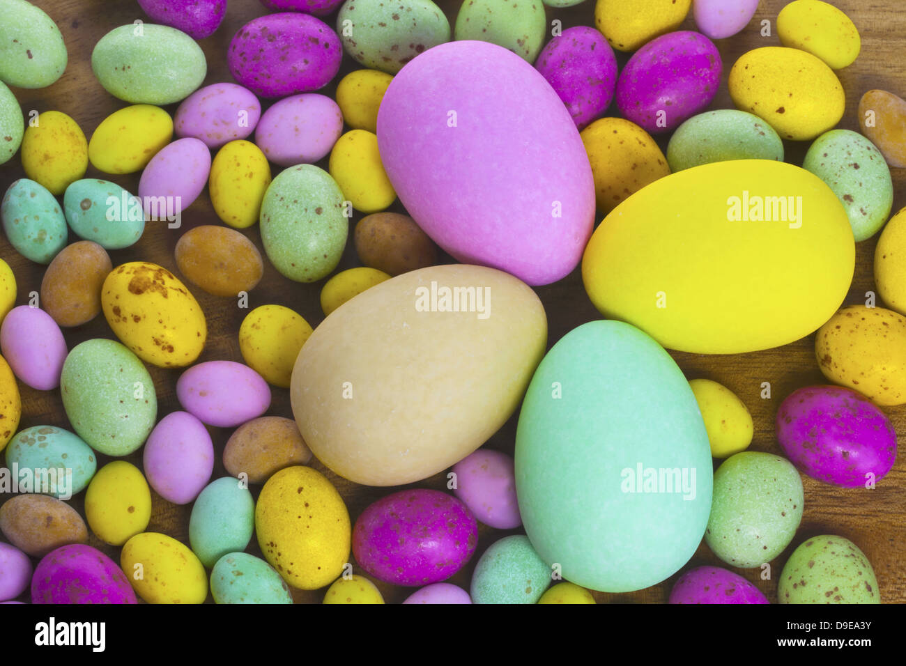 Large and small different colour chocolate Easter eggs Stock Photo Alamy
