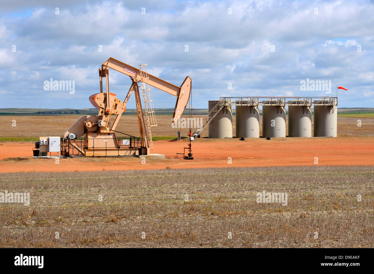 Natural Gas Pumping Station and Tanks North Dakota ND US Stock Photo