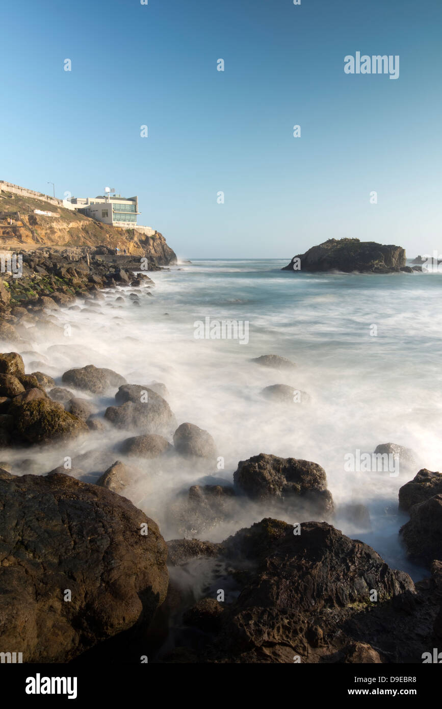 The famous Cliff House Bistro sits perched above the Pacific Ocean in San Francisco, CA. Stock Photo