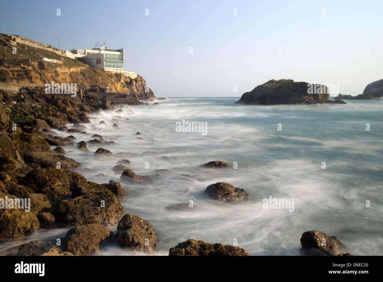 The famous Cliff House Bistro sits perched above the Pacific Ocean in San Francisco, CA. Stock Photo