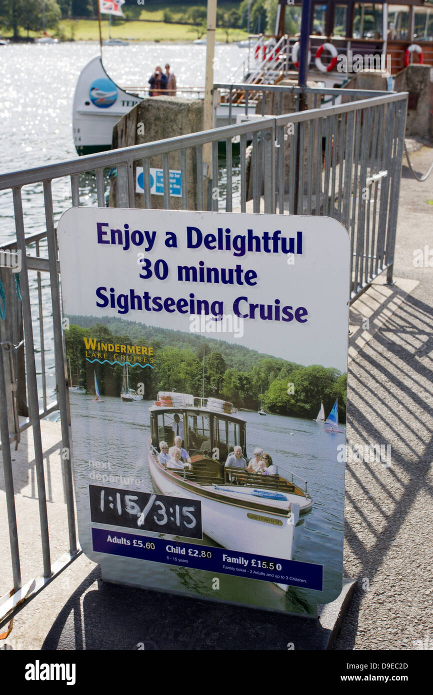 Windermere Lake Cruises sign at Lakeside on Lake Windermere for 30