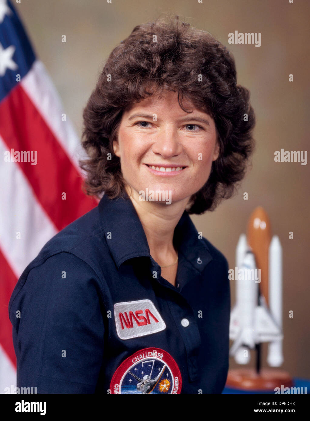 NASA astronaut Sally Ride in her official portrait July 10, 1984 in Houston, TX. Sally Ride became the first American woman to fly in space on June 18, 1983 aboard the shuttle Challenger. Stock Photo