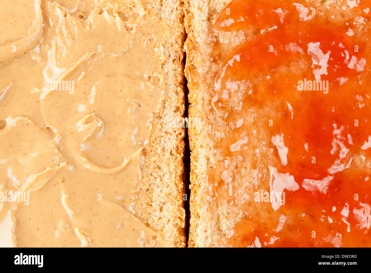 A Kraft peanut butter and jelly or jam sandwich is seen in studio, 2014.  (Adrien Veczan Stock Photo - Alamy