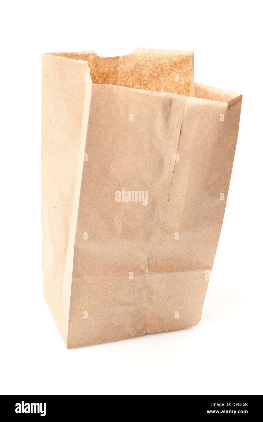 Brown Paper Bag Sack Lunch on a background  Stock Photo